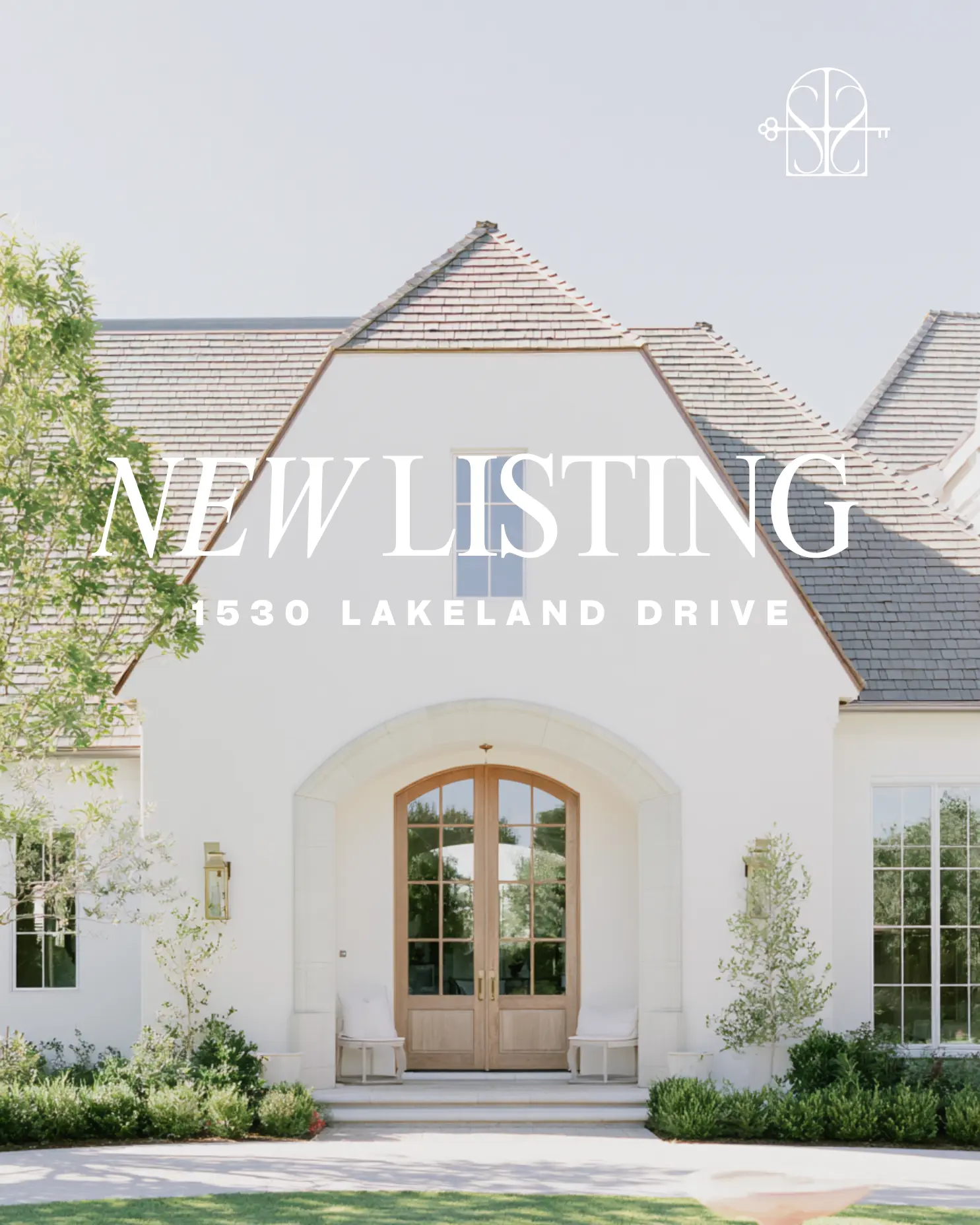 New listing announcement post with address line and agent logo
