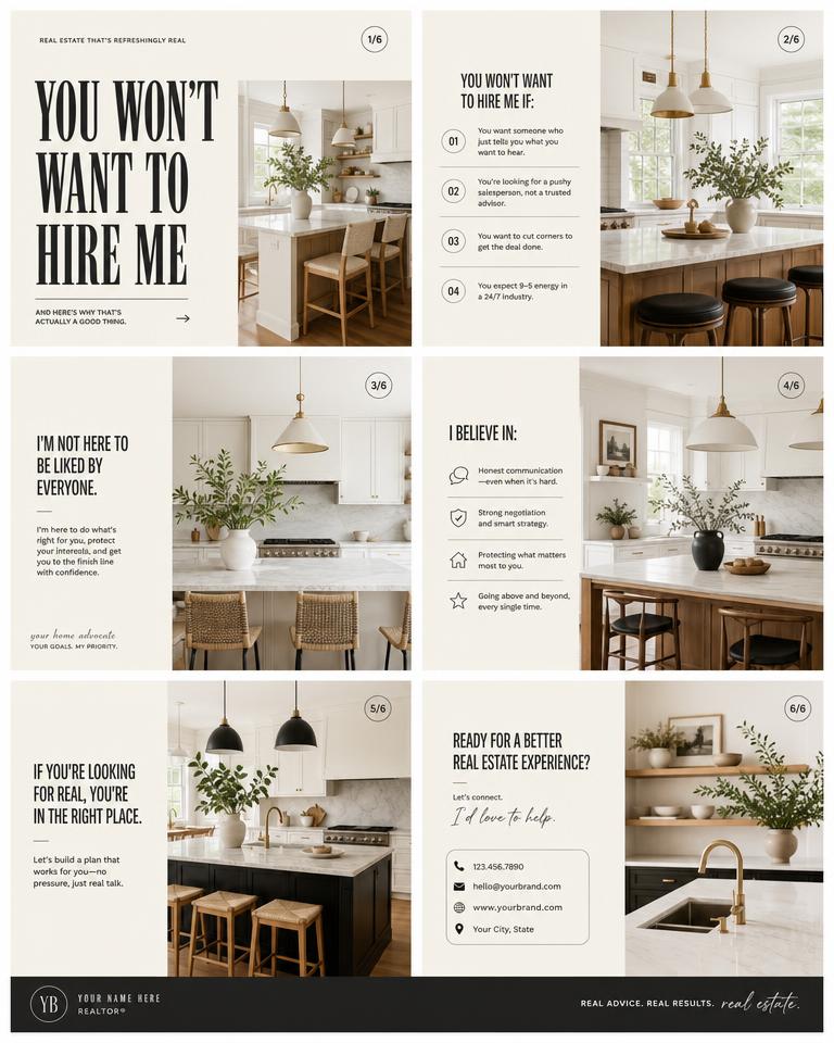 Six-slide Instagram carousel template for a realtor